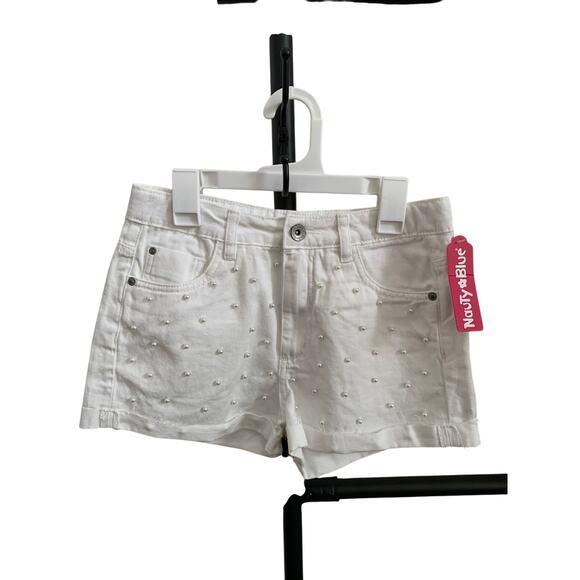 Nauty Blue-2 Piece-Shorts Bundle-Cottagecore-Denim-White-Girls-S - Picture 4 of 5